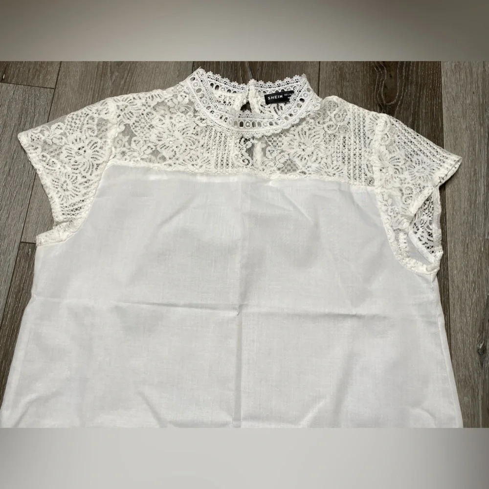 Shein White Blouse Size Large - Picture 3 of 16
